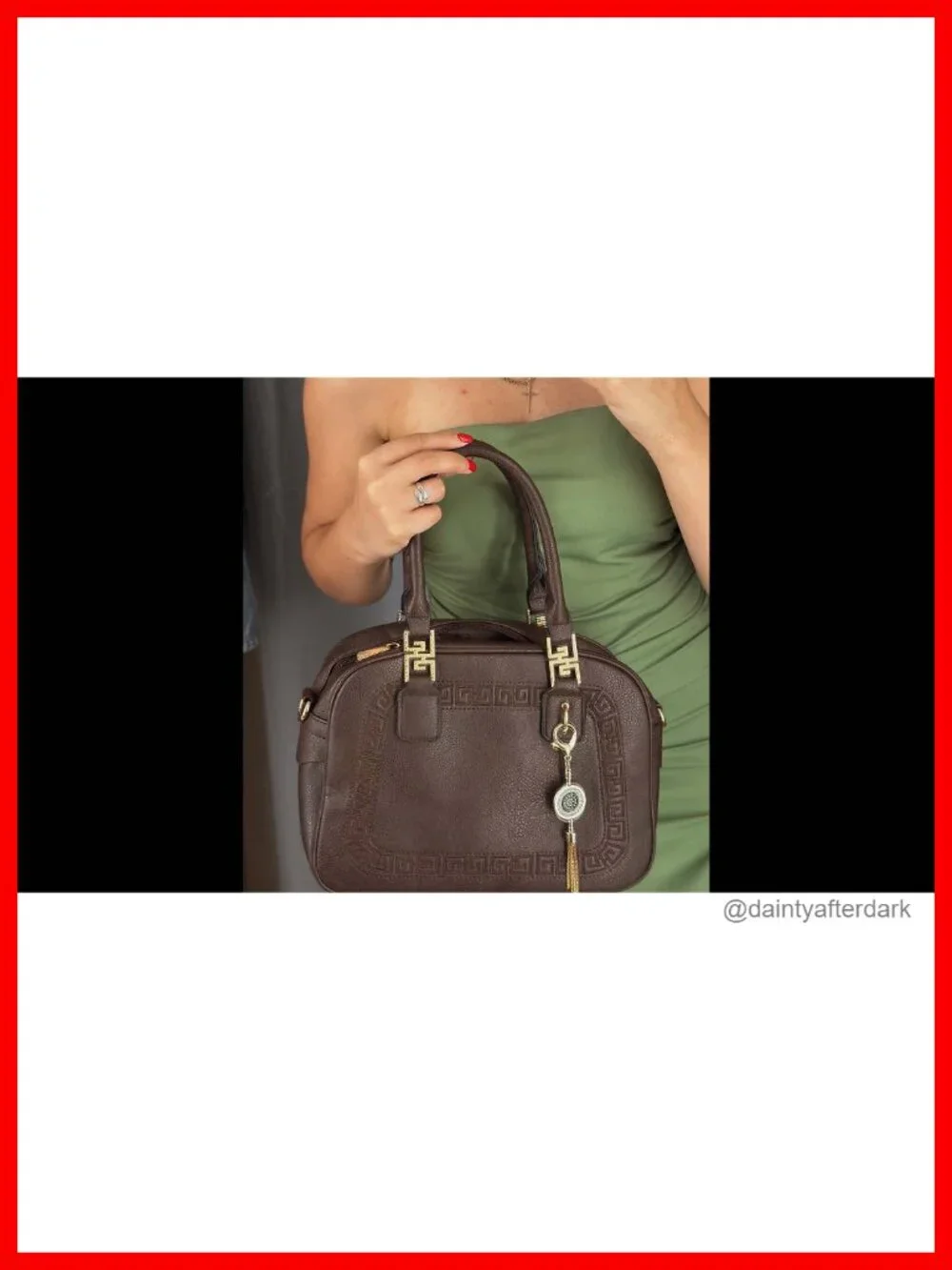 Faux Leather Satchel Handbag with Detachable Crossbody Strap